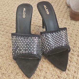 Aldo Black Heels with Silver Studs